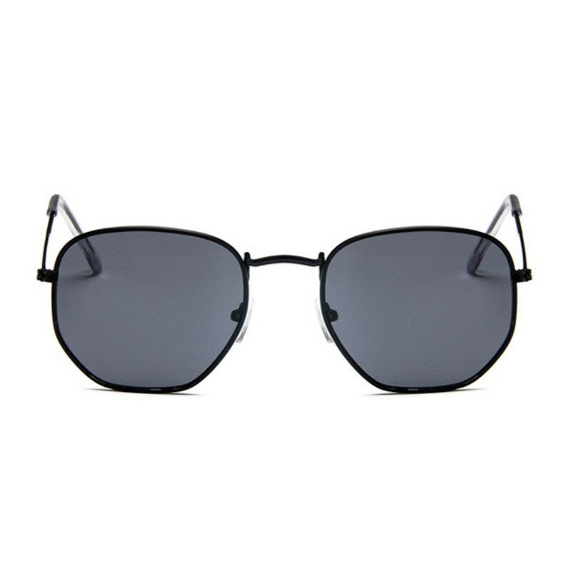 Gafas de sol hexagonales para hombre y mujer, lentes planas clásicas de marca, transparentes, Retro, marco de Metal pequeño, vidrio cuadrado