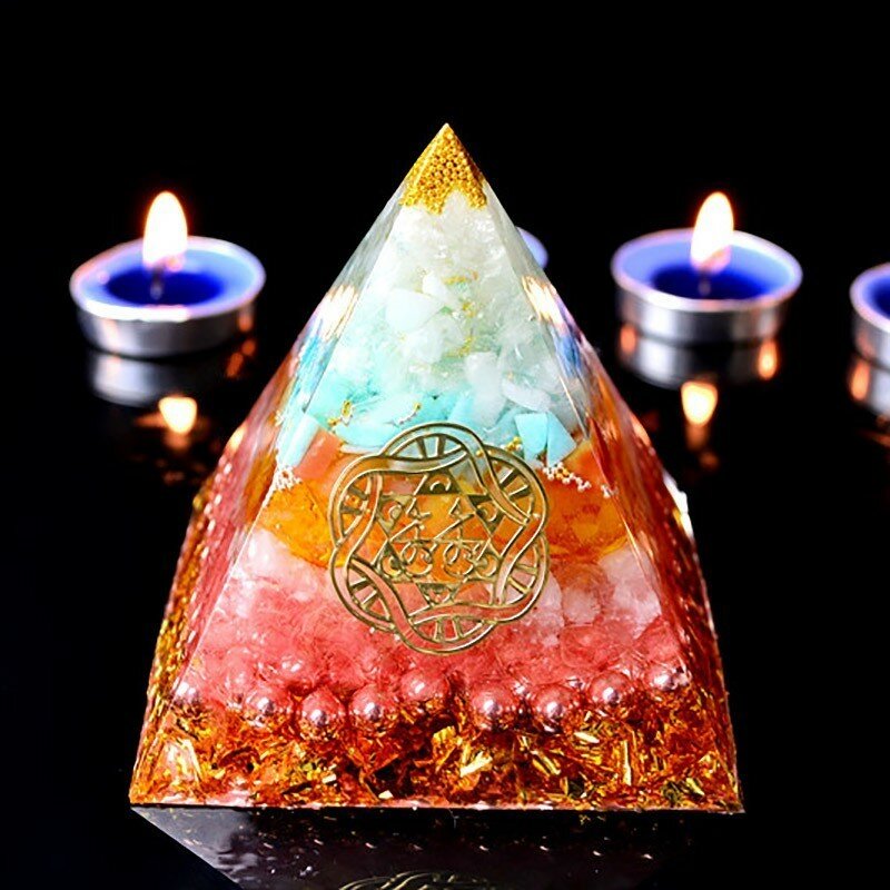 Aurareiki orgonite reiki pirâmide chakra de cristal natural pedra de cura que muda o campo da fortuna da pirâmide lifestransparente