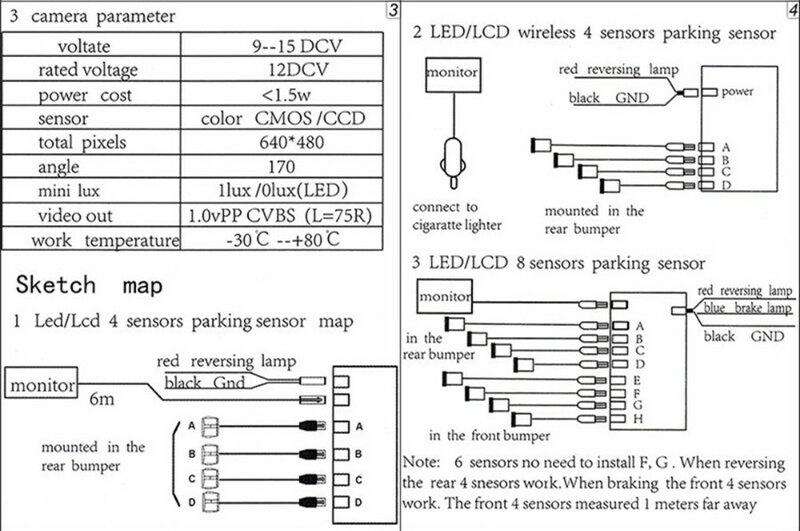 Universal Car Parking Sensor Set 13mm Black Sensors Reverse Warning Alarm 12V