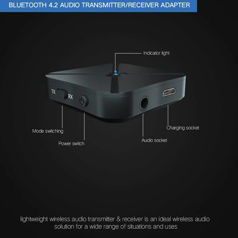 FUWUDIYI 2in1 A2DP Transmissor de Áudio Bluetooth 4.2 Bluetooth Transmissor Receptor Transmissor Bluetooth TV AUX Adaptador para Carro