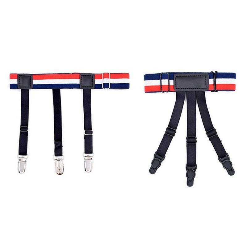 2 Pcs Elastic Leg Girdle Gothic Leggings Shirt Crease-resistant Nylon Garter Shirt Stays Belt With Non-slip Locking Clip