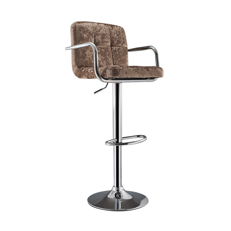 Panana Crush Velvet Bar Stool With Armrest High quality Electroplating Steel Constructed Strong Durable Home Drinking Seating