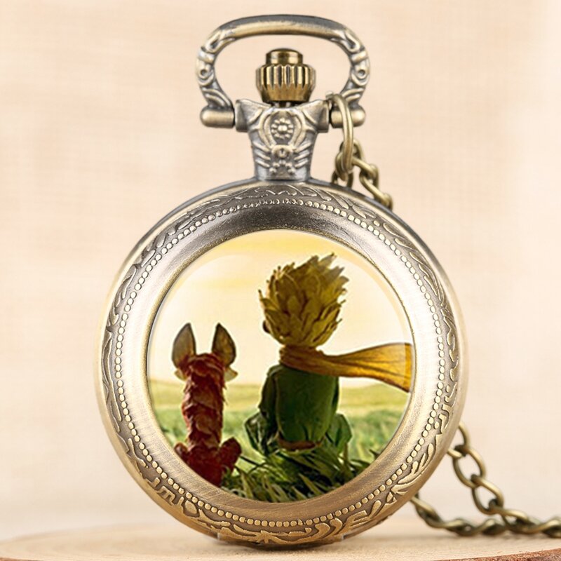 Reloj de bolsillo de cuarzo con temática Popular de la película El Principito, collar Fob con cadena, colgante, regalo para niños