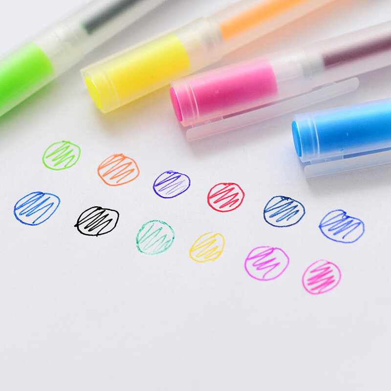 12 Pcs/lot Muji Style Gel Pen 0.5mm Color Ink Pen Maker Pen School stationary Office Supply 12 Colours