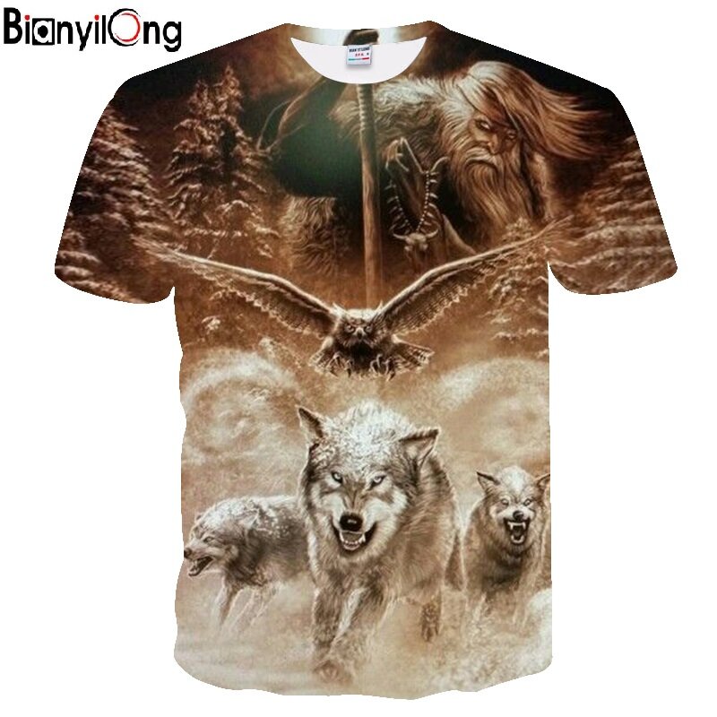 2019 Men's Summer New Personalized 3D Wolf T-Shirt Cool Comfortable Short Sleeve Top O-Nose DropShip