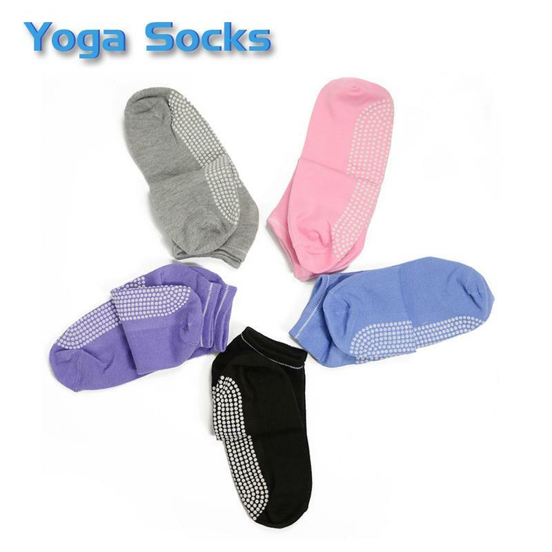 Calcetines de algodón antideslizantes para hombre y mujer, medias deportivas Unisex de color negro, blanco, gris, azul, morado y rosa para Yoga