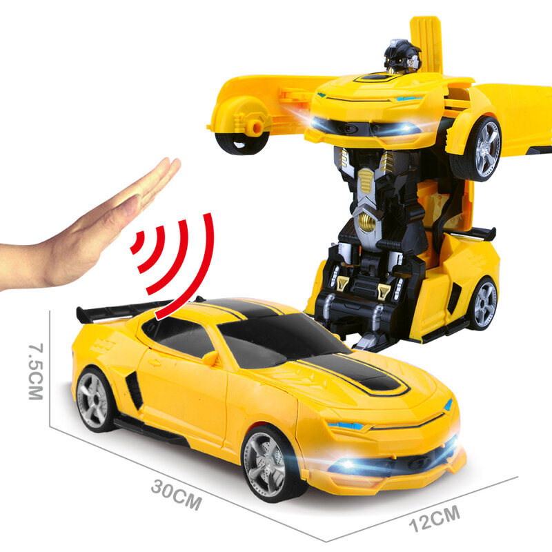 2.4Ghz 유도 변환 로봇 자동차 1:14 변형 RC 자동차 장난감 led 라이트 전기 로봇 모델 figtint 장난감 선물