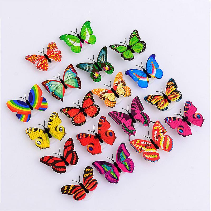 10PCS/lot Night Light Lamp With Suction Pad Colorful Changing Butterfly LED Night Light Lamp Home Room Party Desk Wall Decor