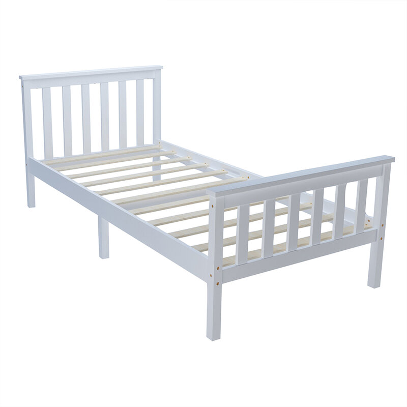Panana Bedroom 3ft Single Bed in White Wooden Frame White Strong Basic Kid/ Adult Sleeping Bed Children Bed Fast Delivery