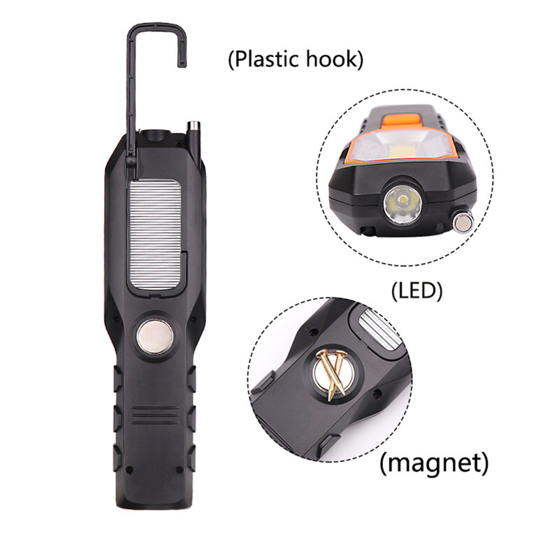 Светодиодный рабочий светильник enjoydeal с COB матрицей, суперъяркая Гибкая лампа для осмотра с магнитным креплением, зарядка через USB, с крючком, 2 шт.