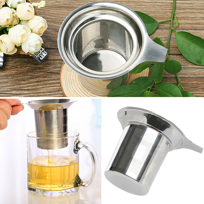 Colador de Infusor de té de malla de acero inoxidable, filtro de especias de hojas de té sueltas, accesorios reutilizables