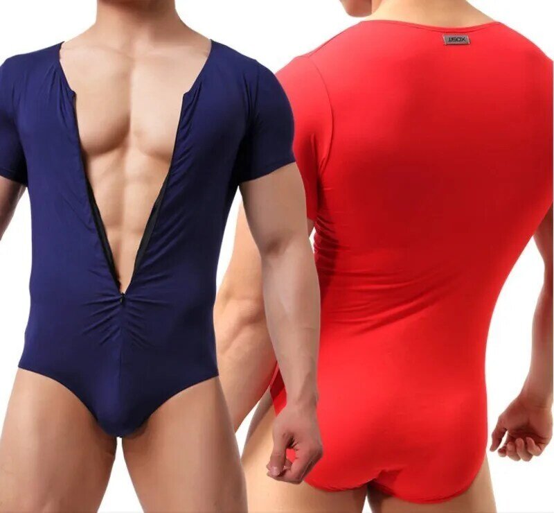 Body Sexy con cremallera para hombre, ropa moldeadora, cómoda, Modal, camiseta interior de entrenamiento, lencería Gay