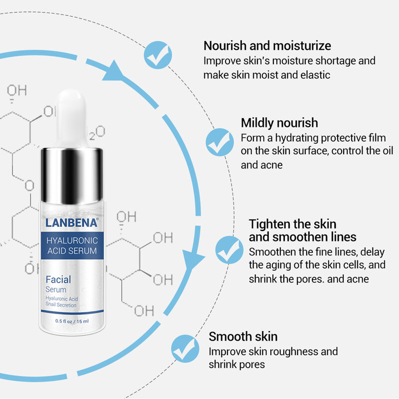 LANBENA ácido hialurónico suero Caracol esencia cara crema hidratante tratamiento para el acné cuidado de la piel reparación blanqueamiento AntiAnging caracoles