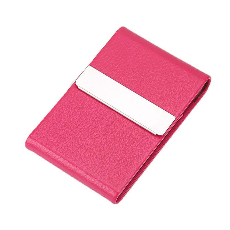 Portable Men Metal Leather Card Case Holder For Business ID Card Storage