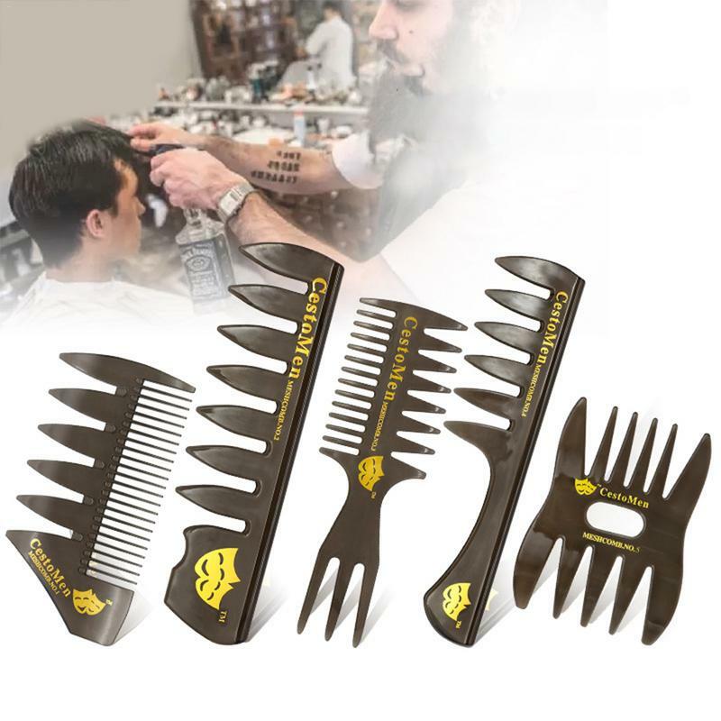 New Style Men's Gentleman Large Wide-tooth Comb Plane Styling Hairdressing Comb Bone Shape Fish Tail Texture Comb Hair Brush