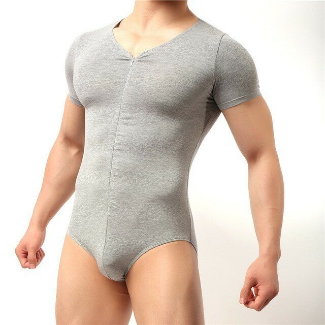 Sexy Bodysuit Mannen Rits Bodywear Shapewear Comfy Modal Mens Ontrukken Hemd Workout Singlet Gay Body Suit Lingerie Voor Man
