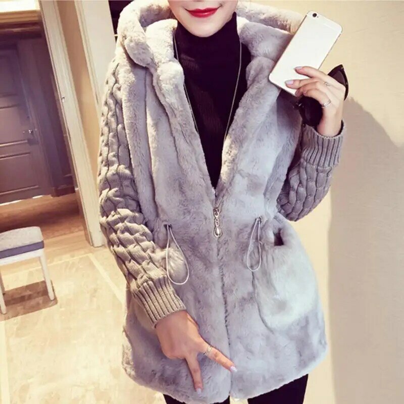 Feminino outono inverno casaco quente, gola de pele roupas capuz anorak jaqueta moda feminina parka casaco exterior quente com chapéu