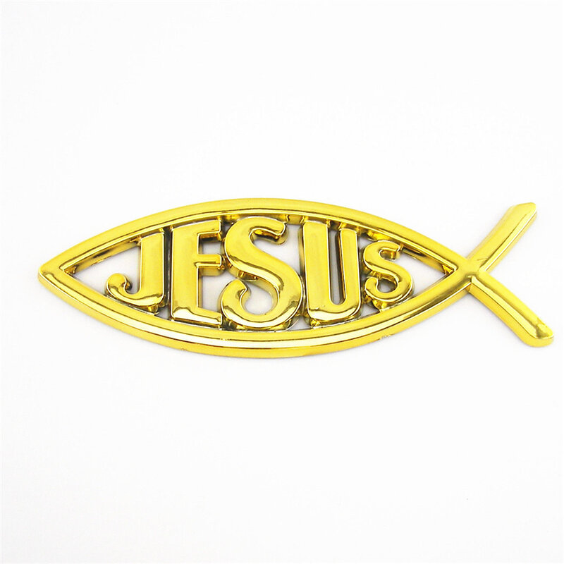 3D Bạc/Đỏ/Vàng/Xanh Dương Chúa Giêsu Cá Biểu Tượng Kitô Giáo Biểu Tượng Dán Xe Hơi