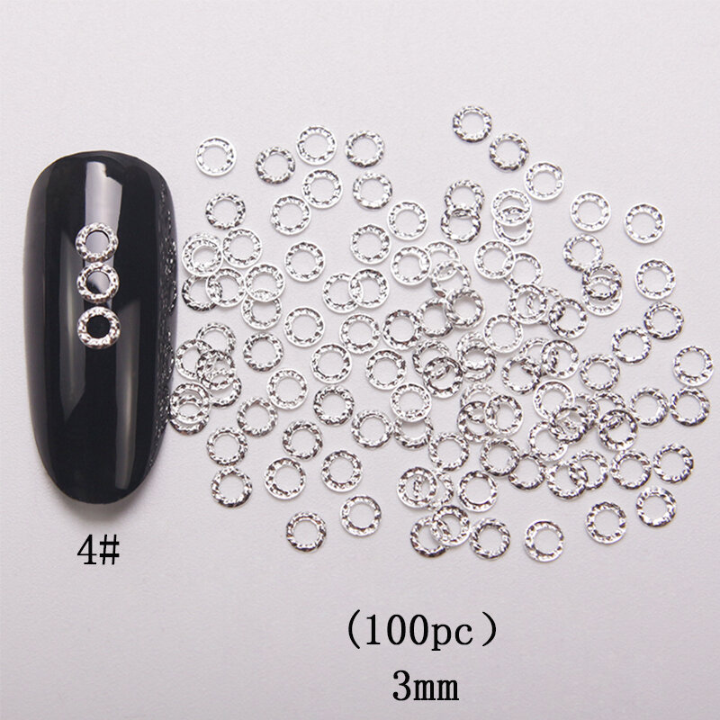 Hnuix 100 Pcs Nieuwe 3d Nail Art Deco Zilveren Mini Japan Goud Legering Holle Klinknagel Hardware Gereedschap Kawaii Cirkel Nail