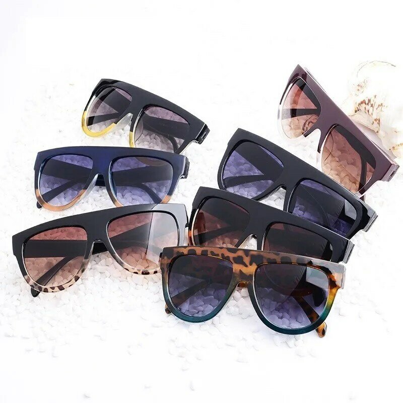Gafas de sol cuadradas de gran tamaño con parte superior plana para mujer, lentes de sol clásicas con degradado, estilo veraniego, UV400, 2019
