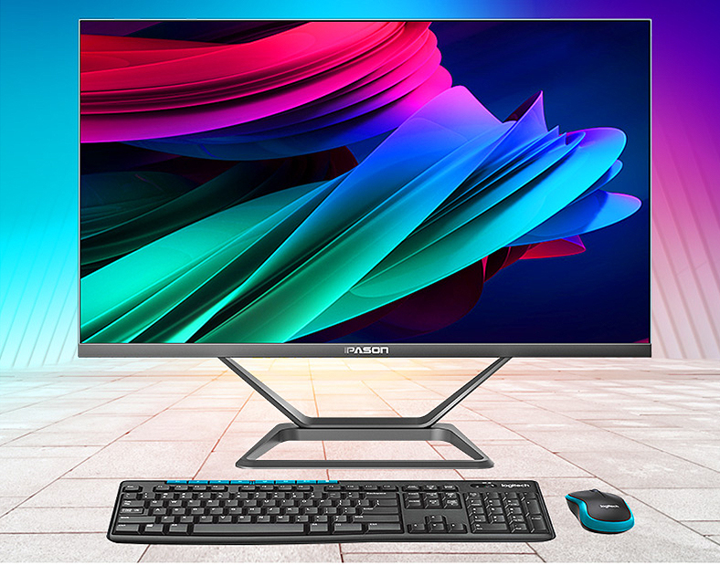 올인원 게임용 PC IPASON P21-PLUS 23.8 인치 Intel i3 9100 4 코어 8G DDR4 RAM 240G SSD WIFI 블루투스 좁은 테두리 미니 PC