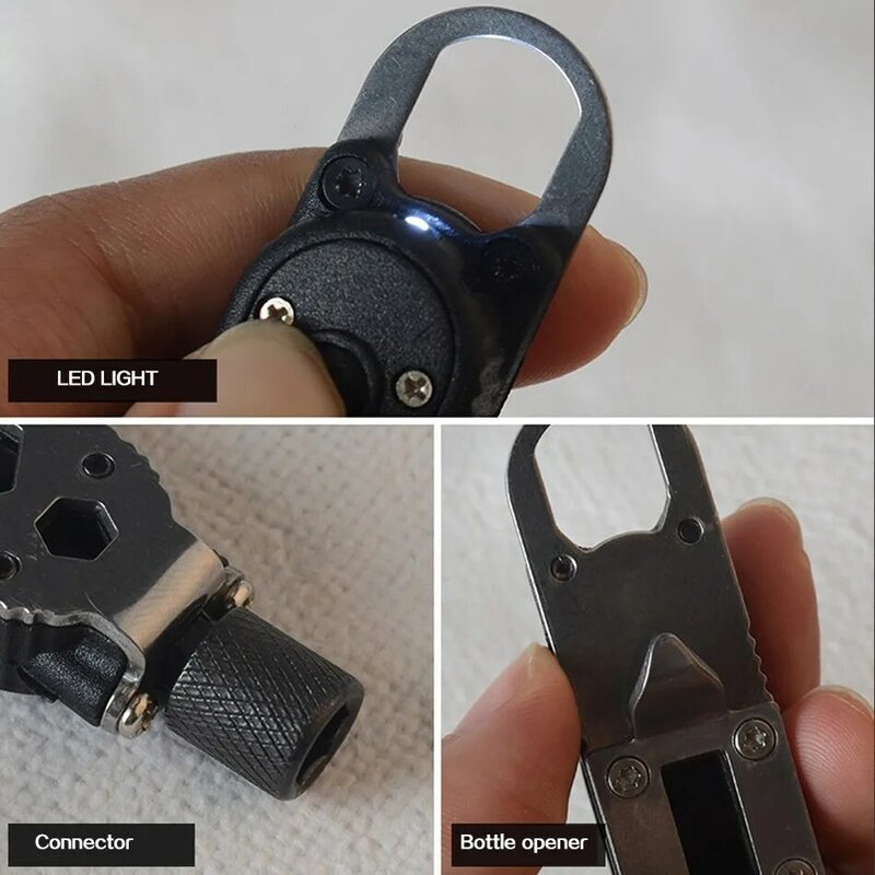 Mini porte-clé multifonctionnel EDC pour le Camping en plein air outils de poche portables en acier inoxydable pour la survie en pleine nature