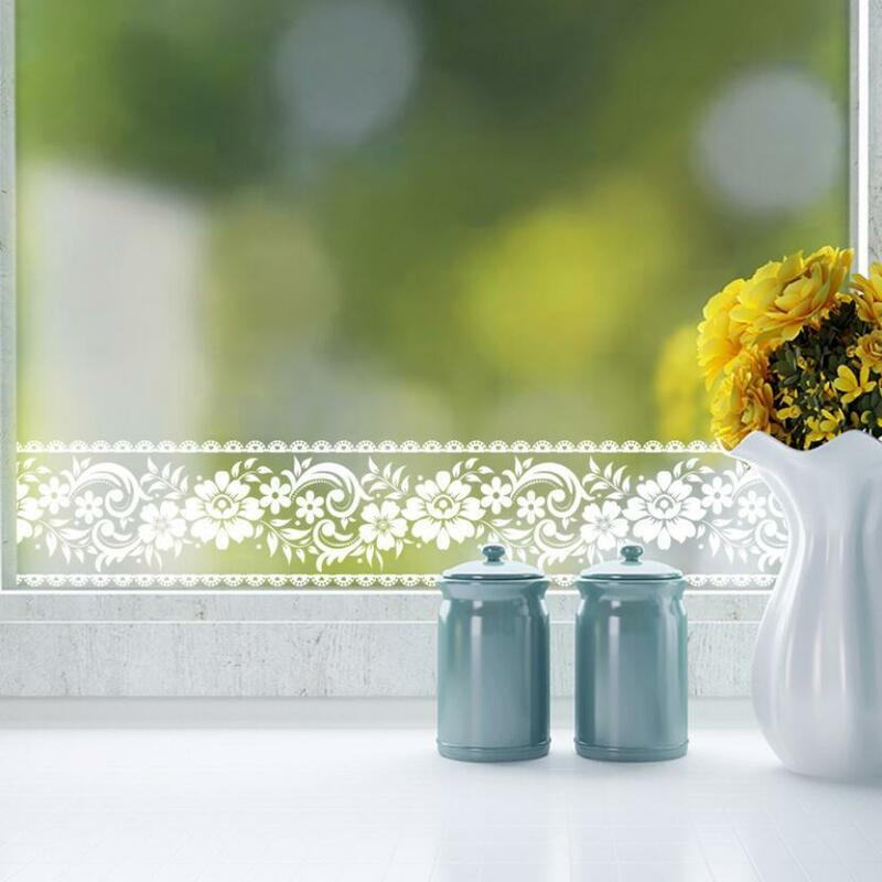 Papel tapiz de flores de encaje hermosas, pegatinas impermeables para puerta de espejo de baño, decoración de azulejos de cocina Diy, línea de cintura Ez062