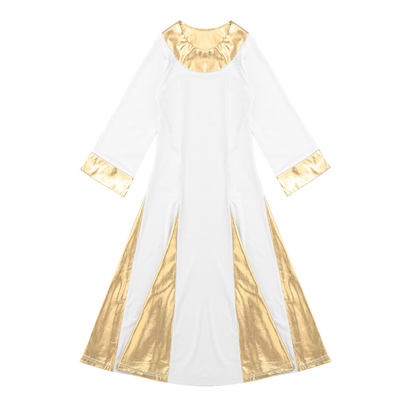 Dziewczęca współczesna liryczna sukienka do tańca liturgicznego dziecięca nastoletnia metalowa sukienka kościelna impreza celebrowanie chwała taneczna sukienka
