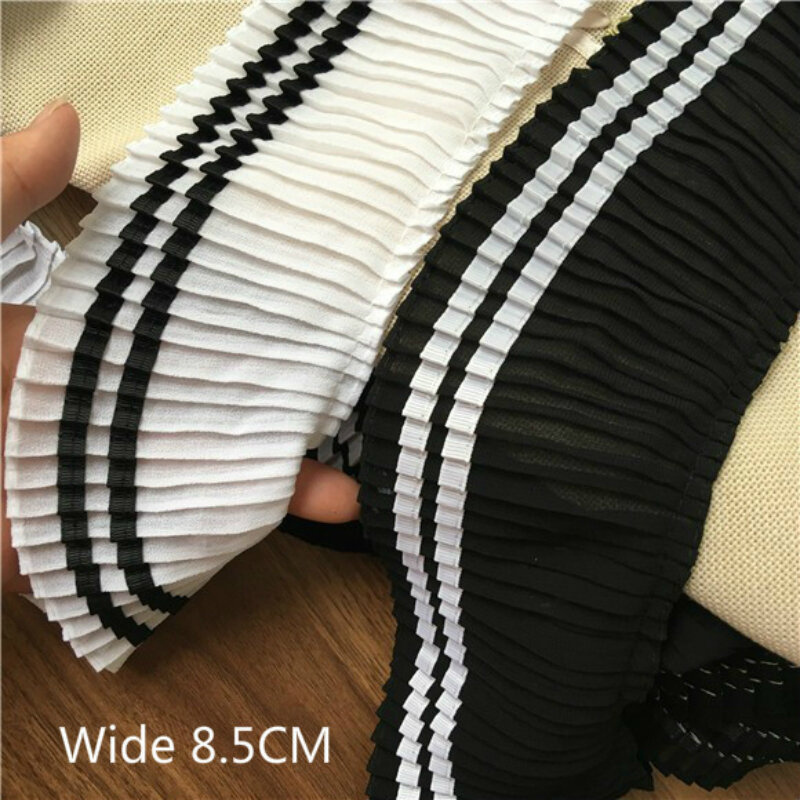 Шифоновая лента для шитья, белая, черная, широкая, 8,5 см