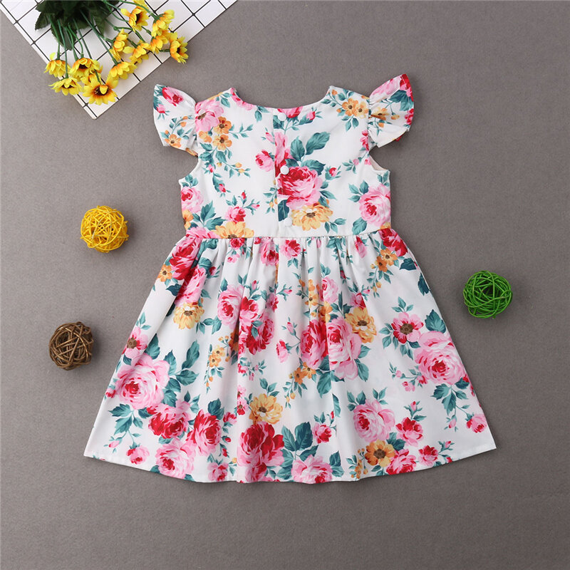 Платье без рукавов с цветочным рисунком для маленьких девочек