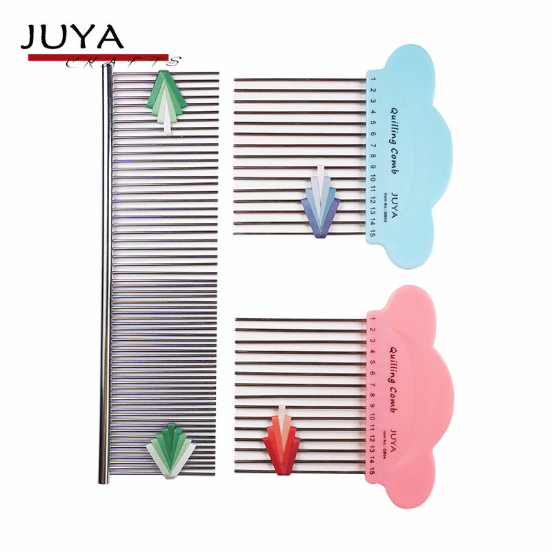JUYA Quilling peine, 4 estilos, azul y rosa es estilo tradicional, 2 funciones peine y 2 peines pequeños es nuevo.
