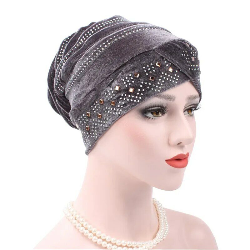 Donne Cappelli di Inverno Morbido India Cappello Di Lusso Turbante Cappelli Beanie Testa Wrap Chemio Cancro Berretto di Velluto hijab