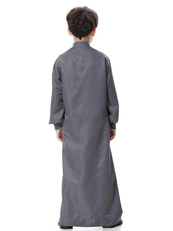 Детская Арабская одежда для мальчиков с длинным рукавом, Jubba Thobe, вышивка Дубай, Саудовская Аравия, мусульманская ИД, Исламская искусственная одежда, кафтан, Ближний Восток