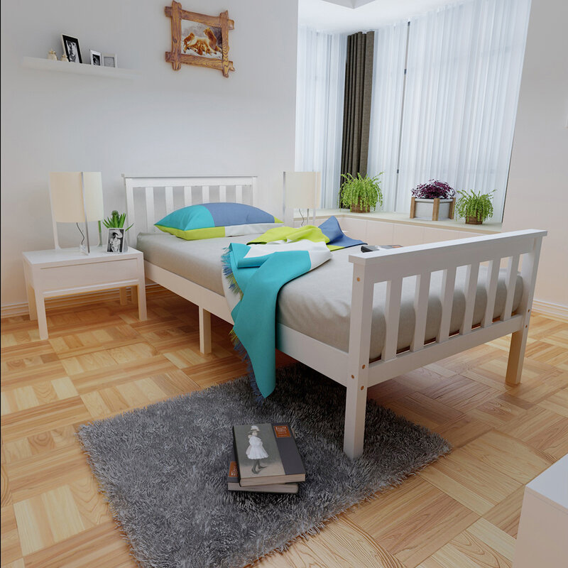 Panana sypialnia 3ft łóżko pojedyncze w białej drewnianej ramie białe mocne podstawowe dziecko/dorosły łóżko łóżko dla dzieci szybka dostawa