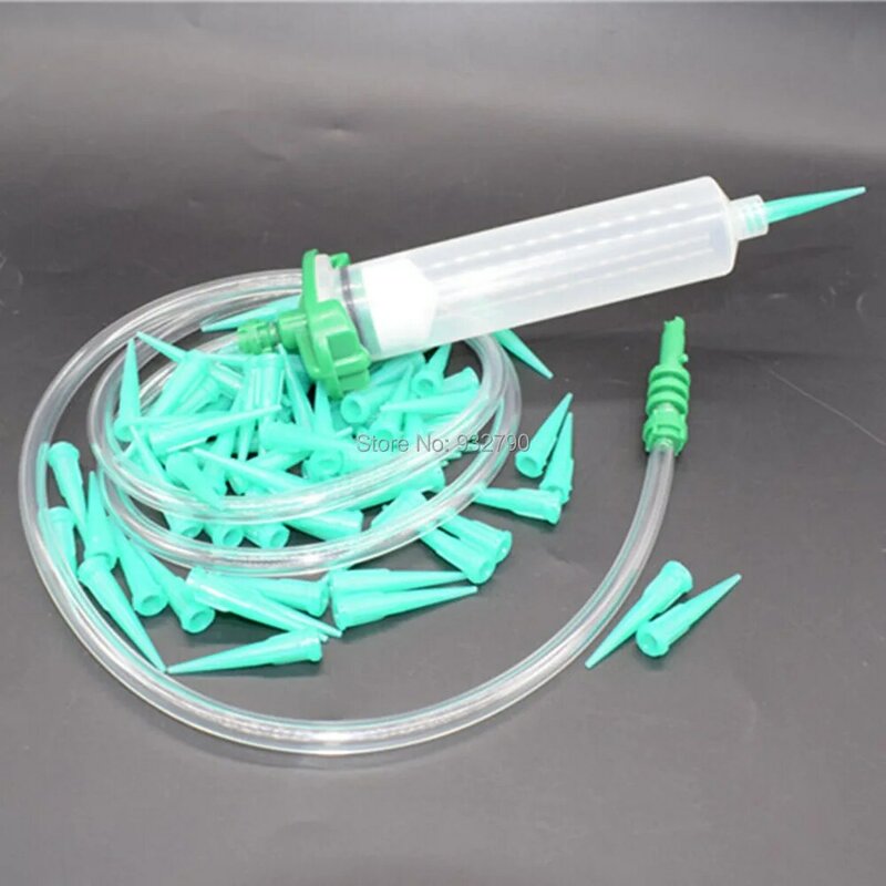 30cc Solder Paste Glue Liquid Sealant Silicone Dispenser Dispensing Needle Syringe + 30cc Syringe Adapter + 100x 18G Tapered Tip