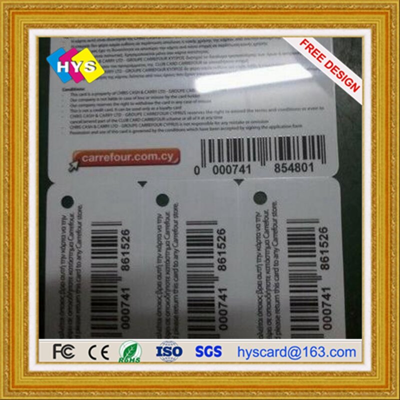 Tarjetas de código de barras de plástico PVC y tarjeta magnética para suministro comercial