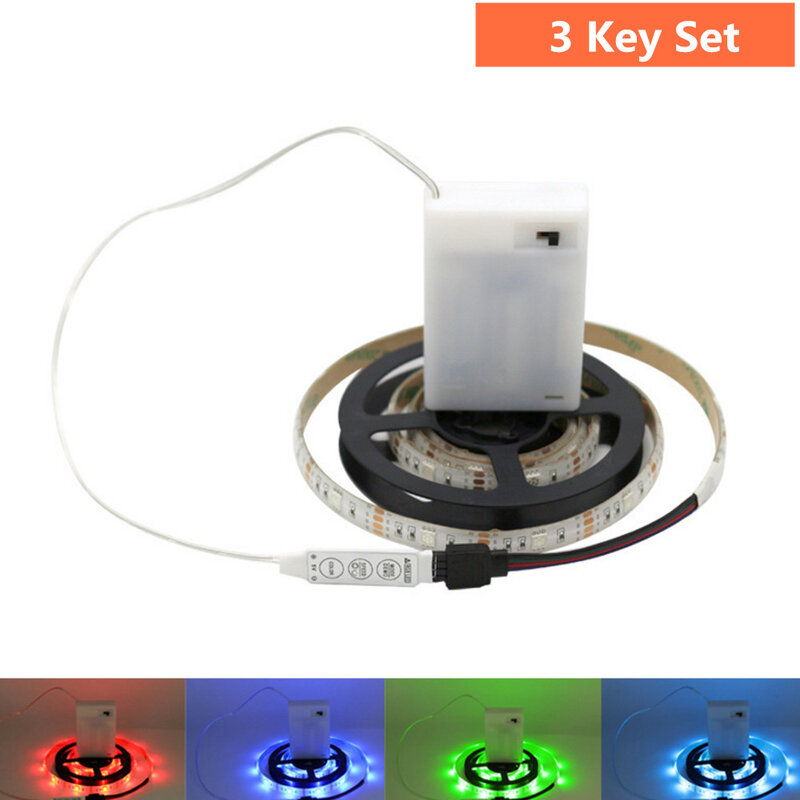 Tira de luces LED RGB para decoración del hogar, caja de batería AA, 5050 m, 1m, 2m, cinta Flexible de luz LED impermeable, 0,5