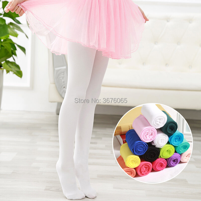 Meia-calça colorida para bebês meninas, meias-calças veludo brancas para balé e dança, primavera/outono