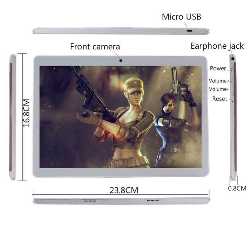 2.5D IPS Screen 10 Inch Android Tablet PC MTK6580 Quad Core 3GB RAM 32GB ROM WIFI GPS Dual SIM Card 3G WCDMA Phone Call Phablet