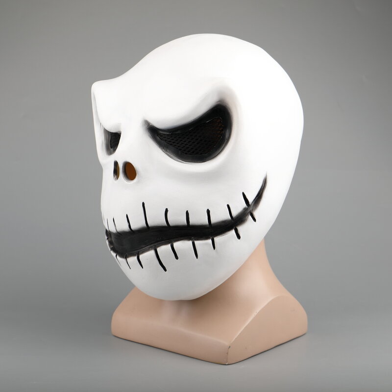 Movie The Nightmare Before Christmas Jack Skellington Cosplay Face Masks Pumpkin King Full Head White Latex Props Halloween Gift