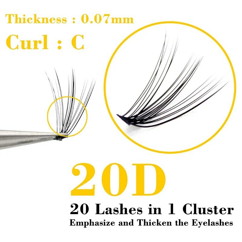 Kimcci 60 Bundles visone Extension ciglia Natural 3D Russian Volume ciglia finte Individual 20D Cluster Lashes Makeup Cilia