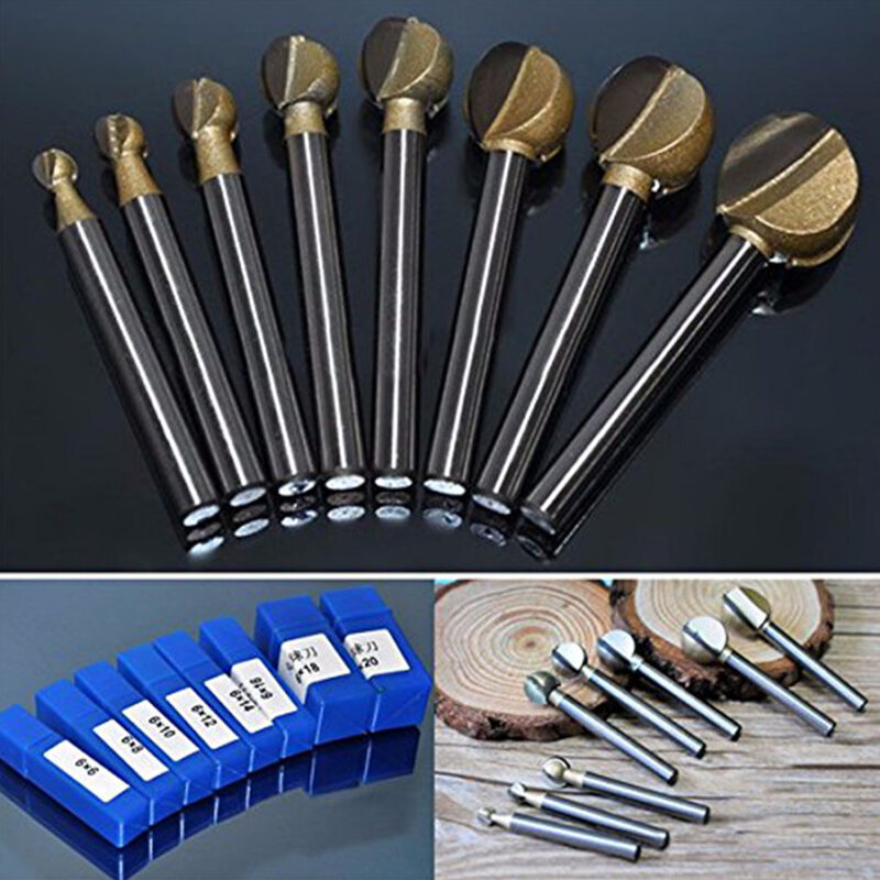 Artwork Blade Milling Engraving Round Shank Diameter Ball Cutter Woodworking Knife End Router Bit Root Carving Hand Tools CNC
