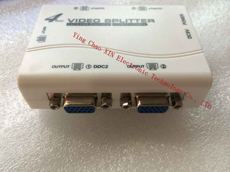2020 год Новый Белый 1 на 4 порта s VGA видеоразветвитель 1 в 4 Выход 250 МГц устройство 1920*1440 4 порта VGA разделитель монитора адаптер 1x4