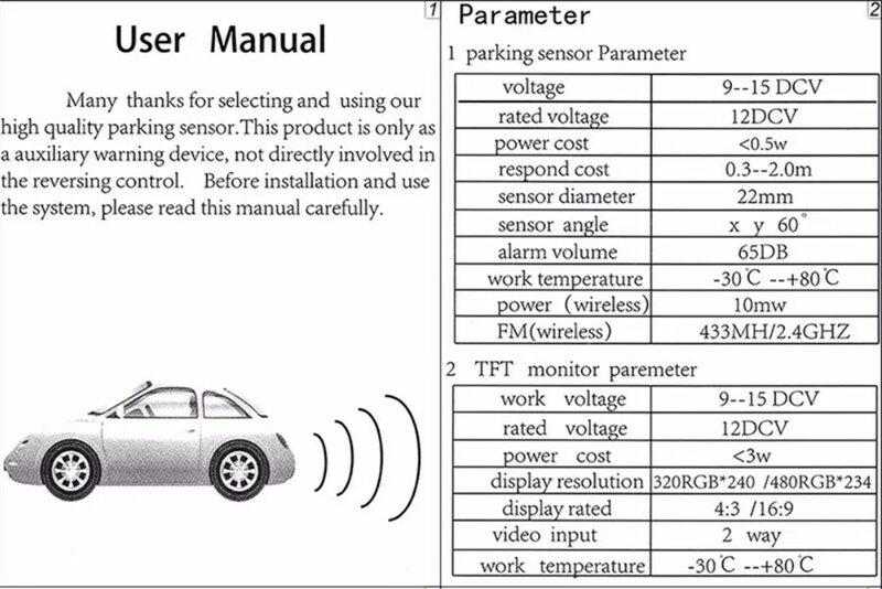 Universal Mobil Parkir Sensor Set 13Mm Hitam Sensor Reverse Peringatan Alarm 12V