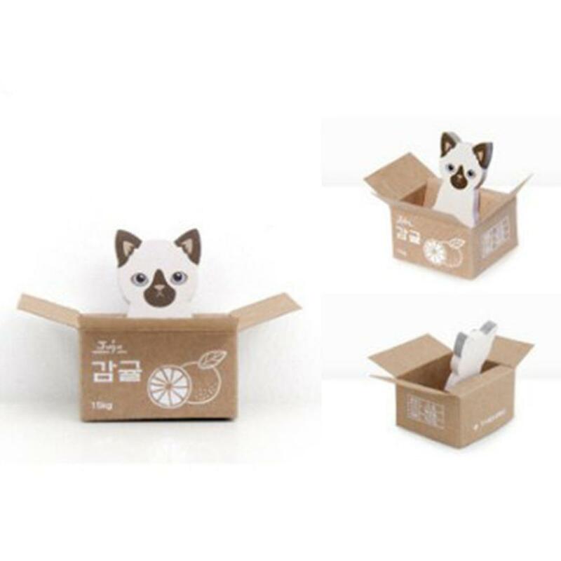 Kot pies pudełko naklejki Cute Cartoon koreańskie piśmiennicze kartki samoprzylepne biuro szkolne notatnik notatnik R20