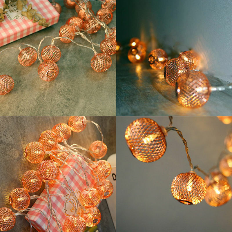 Novo 20 leds globo bola pendurado corda de fadas luz da noite natal festa decoração do jardim