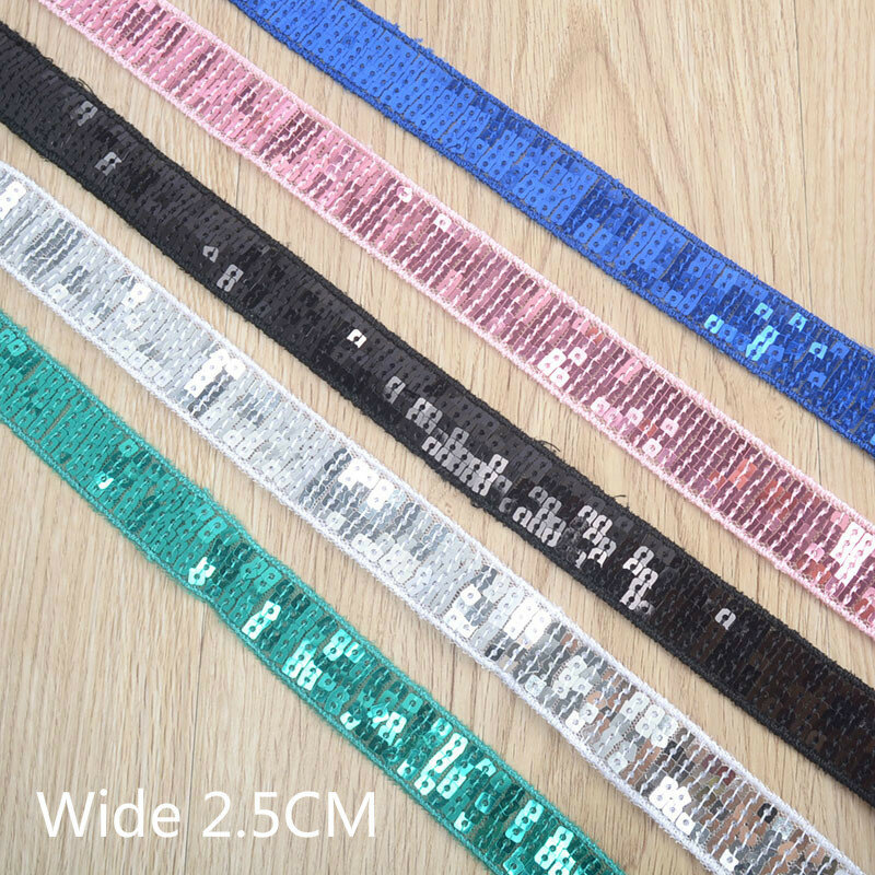 Wide 2.5CM Luxury Sequins Lace Fabric Ribbon Garment Dress Collar Cloth Appliques Edge DIY Handmade Crafts Sewing Accessories