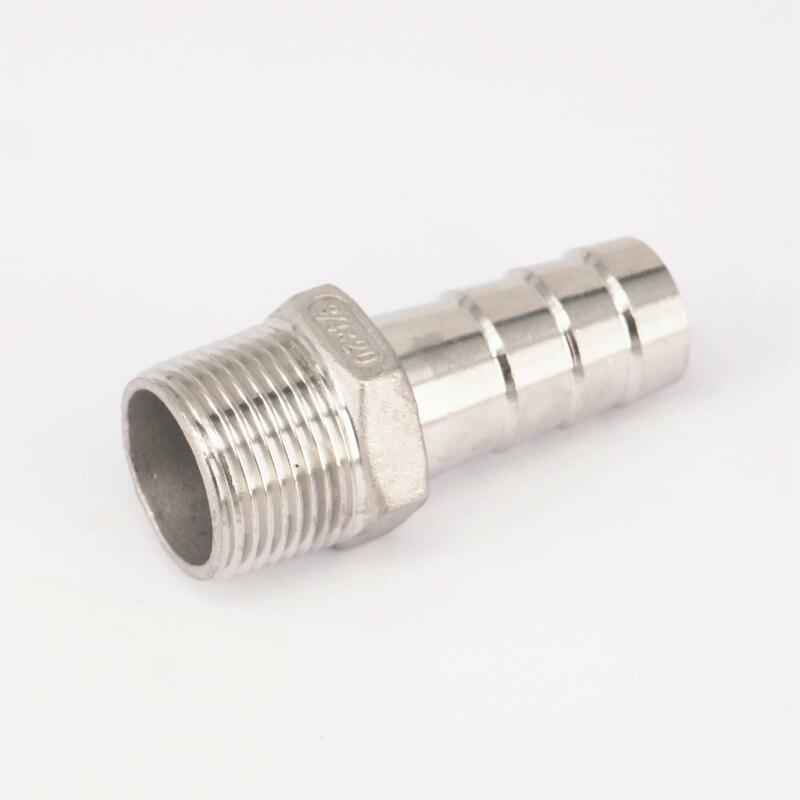 1/2" BSPT Male Fit Hose I/D 10mm Hose Barbed 304 Stainless Steel Pipe Fitting Hose tail Connector 230 PSI