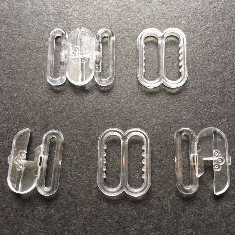 plastic Hardware adjustable tape accessories black/clear clasps & hooks eye set bow tie fastener clips-1000 sets