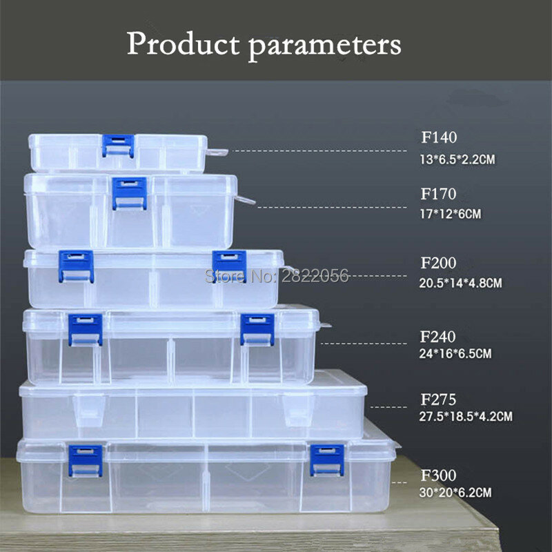Transparent Rectangular modular plastic parts tool box  multi-cell material model accessories storage box classification